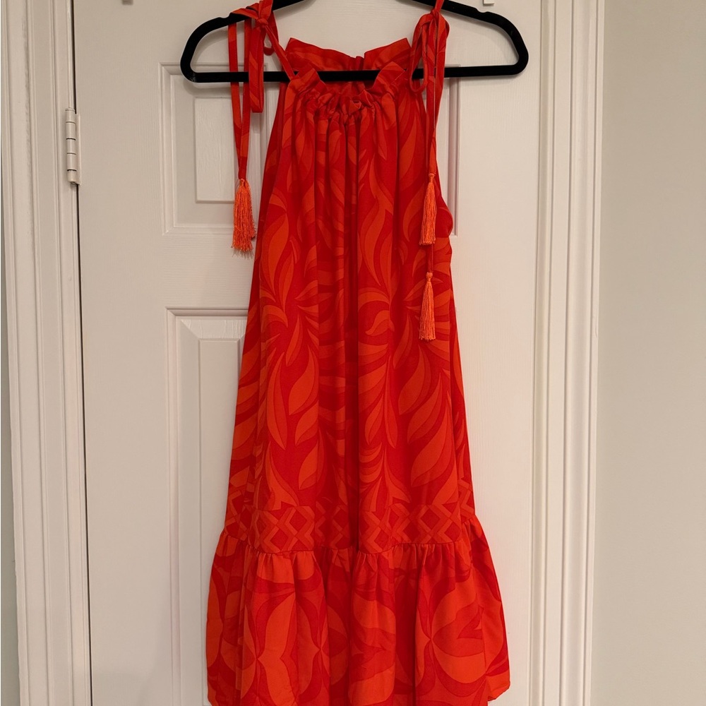 Taylor Orange Patterned Dress with Ties
